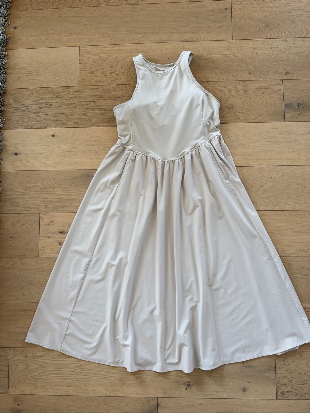Zella Effortless Hybrid Racerback Midi Dress in Cream